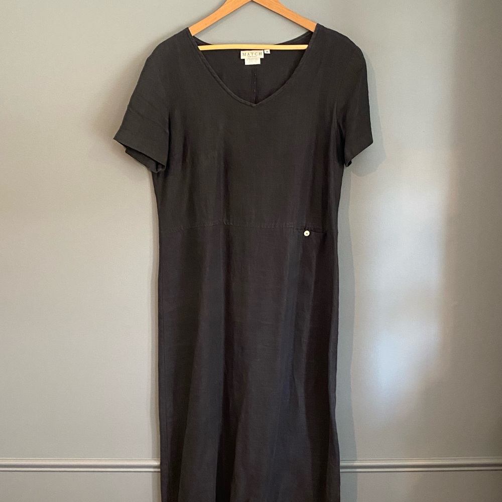 Black Linen Full Length Dress
